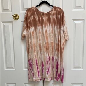 Z SupplyTie-Dye T-Shirt Dress in Brown and Pink